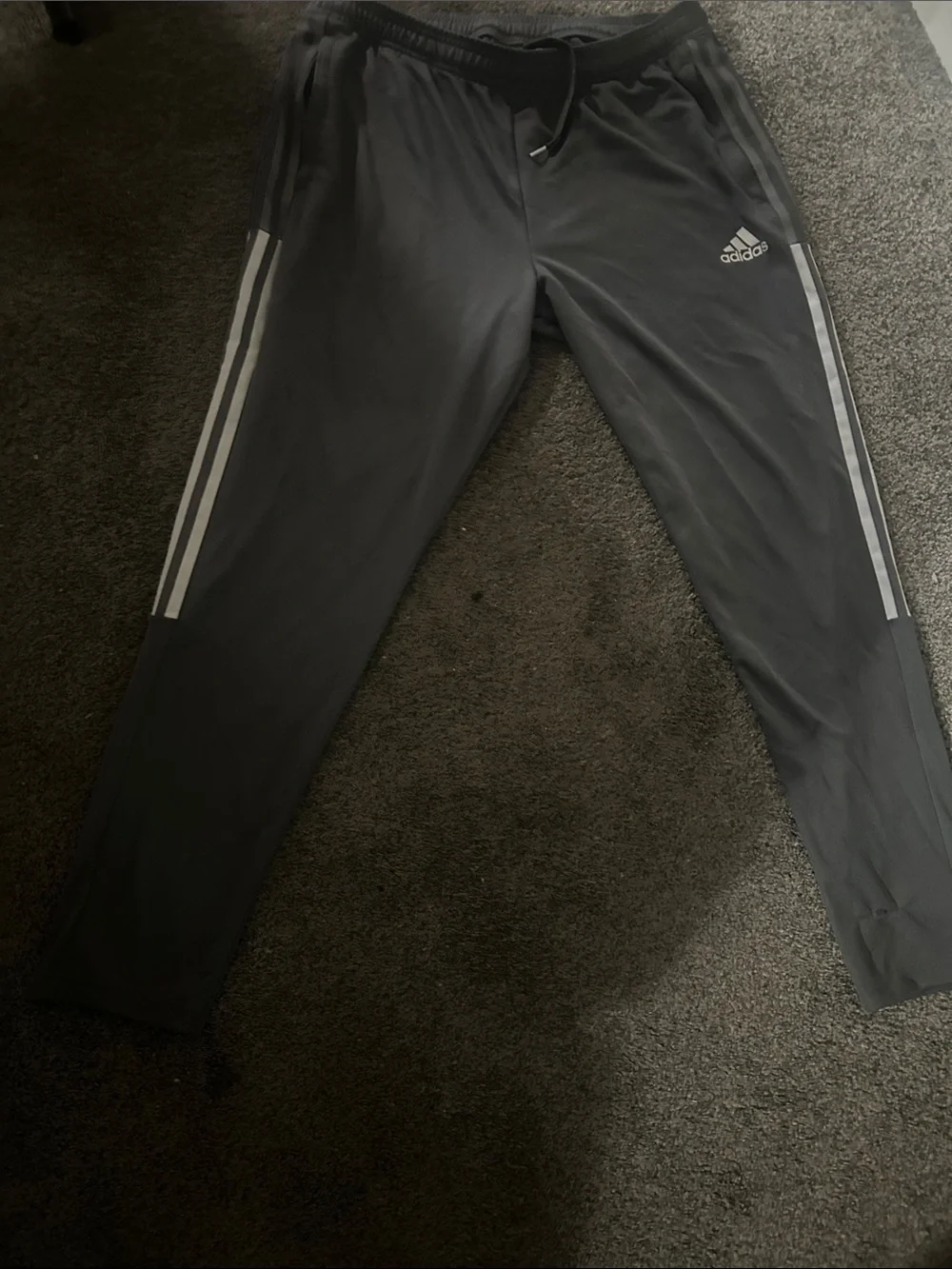 adidas Charcoal Joggers with White Three-Stripes